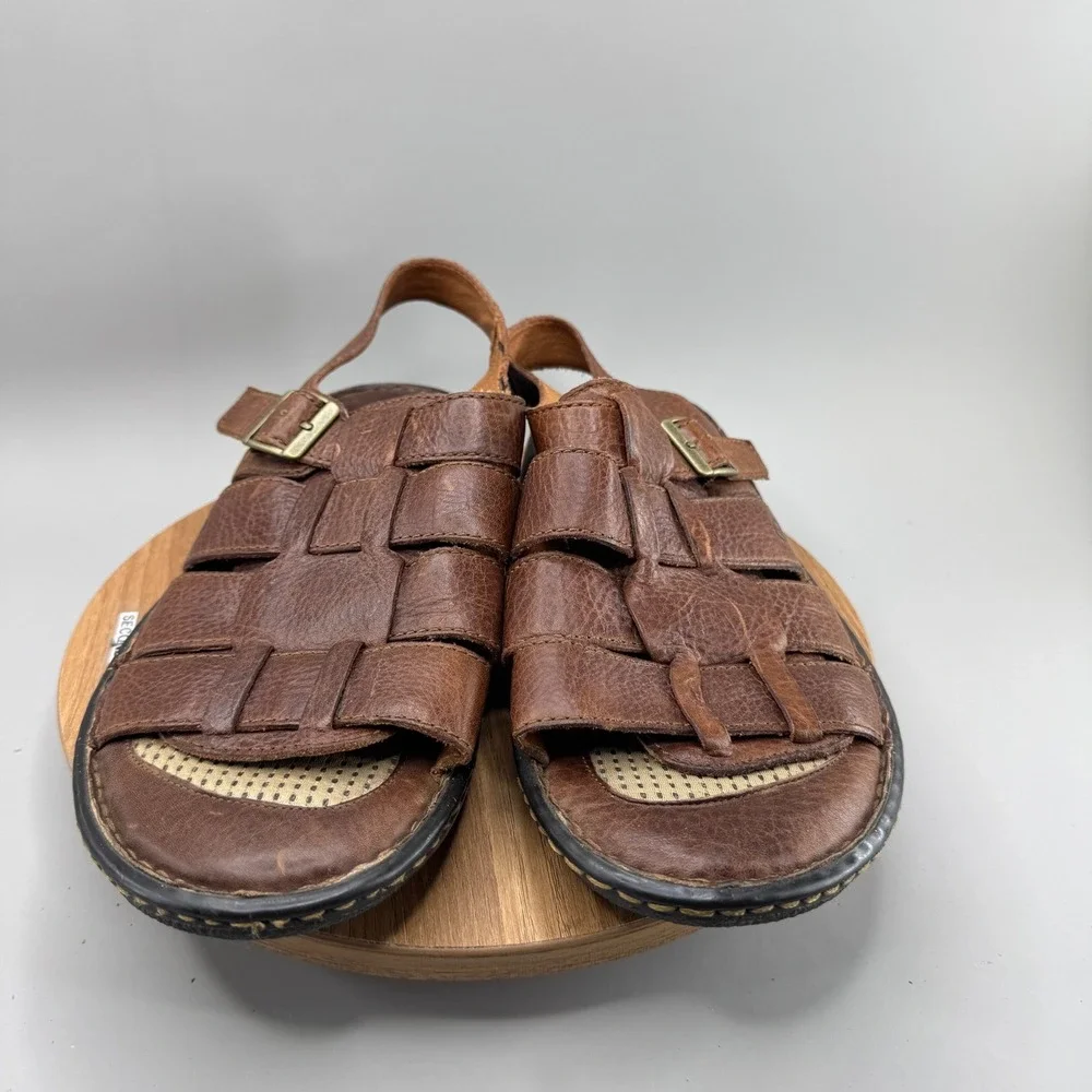Born‎ Leather Fisherman Sandals Mens 13 Brown H12306 Granola Gorpcore Dadcore